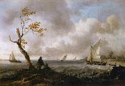 Ludolf Bakhuizen Fishing Boats and Coasting Vessel in Rough Weather France oil painting artist